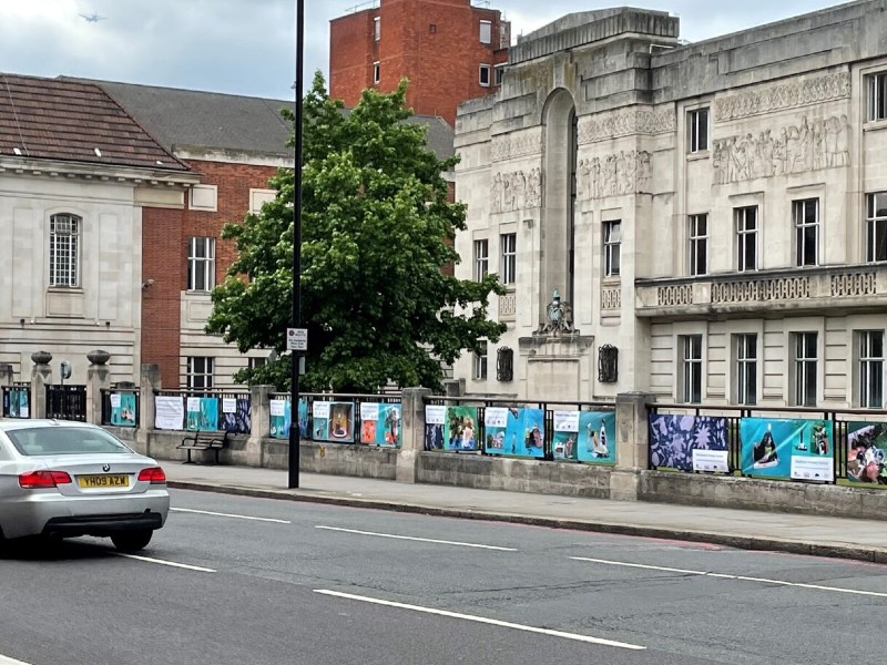 Banners outside Wandsworth Town Hall